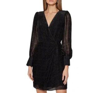 New The Kooples Moon Dots Burn Out Dress Womens 1 Small Black Wrap